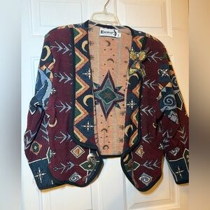 Kokopelli New Mexico Open Cardigan Jacket Medium Vintage Colorful South Western